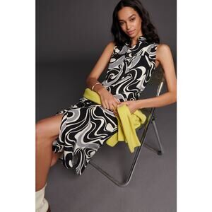 New Anthropologie Corey Lynn Calter Gabriela Midi Shirtdress $168  MEDIUM  Black